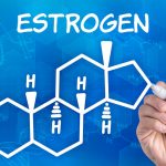 estrogen on blue background