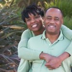 middle aged african american couple outside